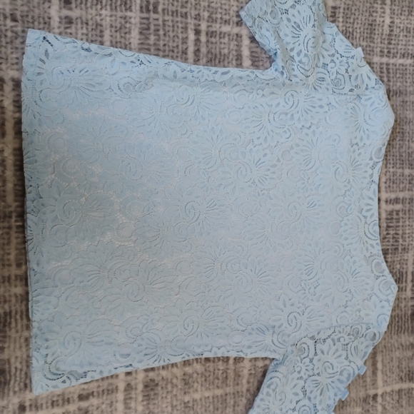 Lace Blouse Top Slit Sleeve W/ Bows Satin Lined Sz S Soft Girl Coquette Blouse - Picture 11 of 12